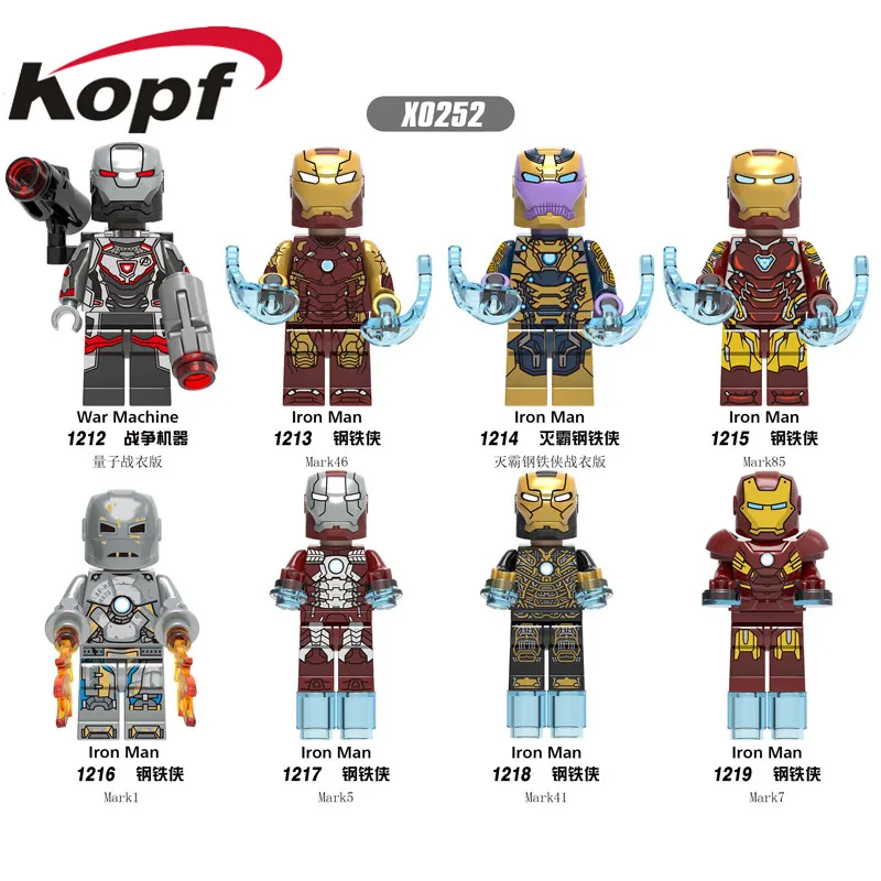

50Pcs Wholesales Building Blocks Super Heroes Bricks Iron Man War Machine Action Figures Collection Toys For Children Gift X0252