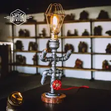 Edison Винтаж дерево водопровод Настольные лампы для Спальня Гостиная Лофт Промышленные рядом лампы Lampara luminaira De Mesa Abajur