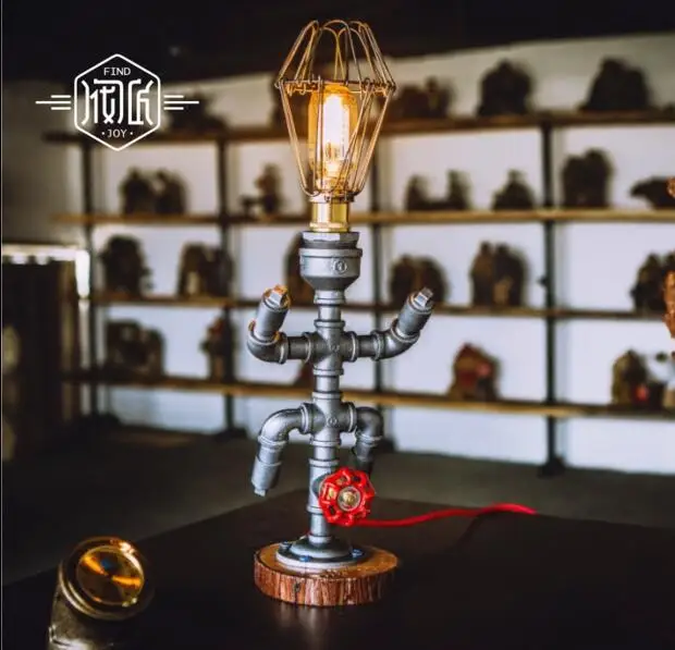 

Edison Vintage Wood Water Pipe Table Lamps For Bedroom Living Room Loft Industrial Beside Lamp Lampara Luminaira De Mesa Abajur