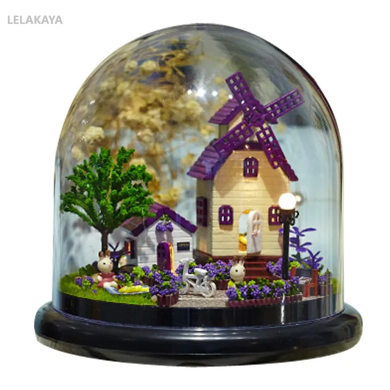 Сделай Сам Прованс ферма стеклянный шар маленький деревянный домик ручной работы кукольный дом наборы миниатюрный дом сборка дети взрослые игрушки
