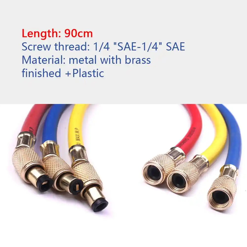 Pack of 3 ThreeH Refrigerant Charging Hoses 60 Car Air Conditioning Refrigeration Tube 1//4 and 5//16 SAE Hose Working Pressure 800PSI for R410A R12 R22