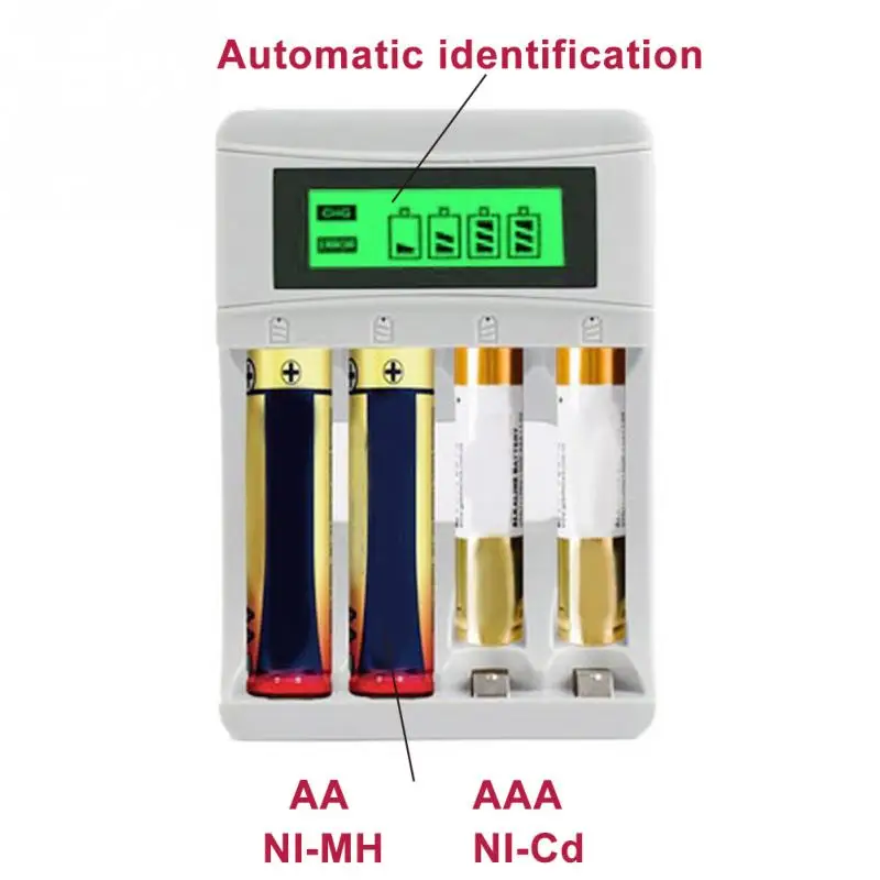 Для AA/AAA NiCd NiMh Зарядное устройство USB Четыре слота Смарт электрические инструменты