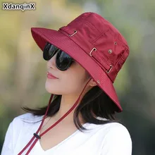 DanqinX, складная Летняя женская панама для взрослых, элегантный козырек, ветровая веревка, фиксированная, облегающие пляжные шляпы для женщин, Панама, Солнцезащитная шляпа