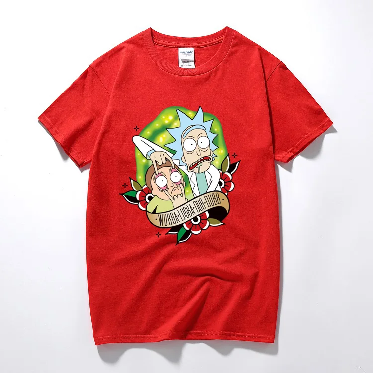Новая модная футболка Rick And Morty для мужчин, смешной мультяшный принт, хлопковая футболка, летние футболки с короткими рукавами и круглым вырезом для подростков - Цвет: Красный
