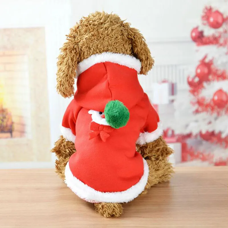 Рождественская Одежда для собак, лося, теплая одежда для домашних животных, собак, кошек, зима, полиэстер, Такса, бульдог, костюм с капюшоном, красный, XS, S, M, L, XL, DOGGYSTYLE