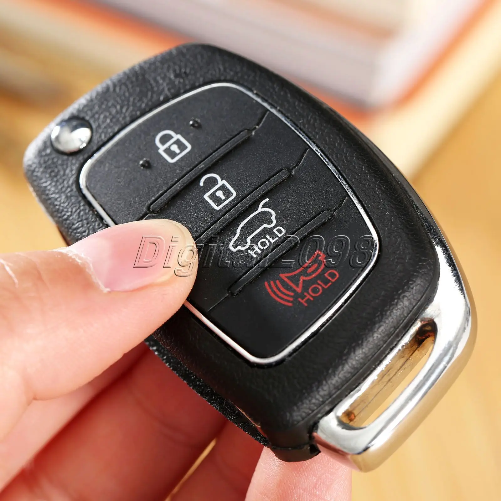 

Yetaha Replacement 4 Buttons Flip Folding Remote Key Shell Case for HYUNDAI Ix45 Santa Fe Keyless Entry Fob Car Alarm Housing