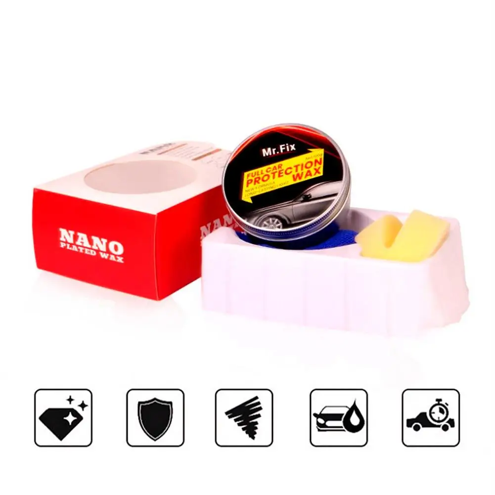 

120g Car Crystal Wax Solid Car Wax Paint Waxing And Polishing With Sponge And Towel Waxing Set