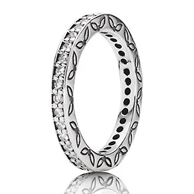 

Authentic 925 Sterling Silver Ring Classics Stackable Leaves With Crystal Ring For Women Wedding Party Gift Fine Jewelry