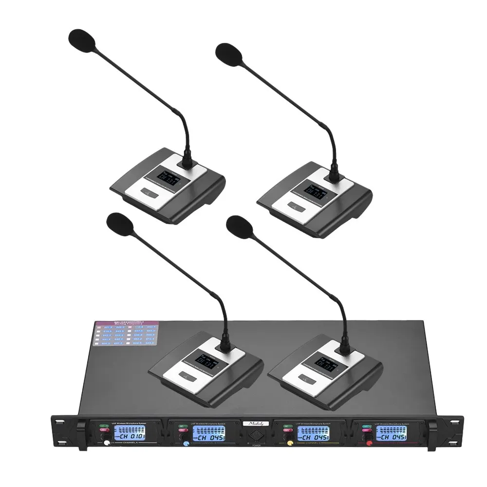 Muslady D2 профессиональная 4 канальная UHF Беспроводная Конференц микрофонная