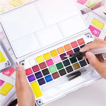 

bolunsi 12/18/24/36 Colors Solid Pigment Paints Set Watercolor Water Color With Water Color Brush Pen For Painting Art Supplies