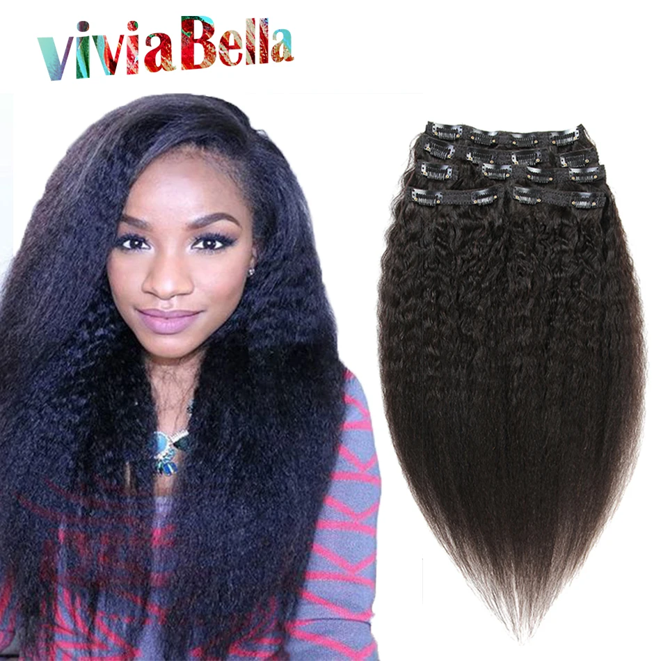 7A Kinky Straight Clip In Hair Extension 7pieces/set Yaki Human Hair Kinky Clip Ins 70g 160g 7A Kinky Straight Clip In Hair Extension 7pieces/set Yaki Human Hair Kinky Clip Ins 70g 160g