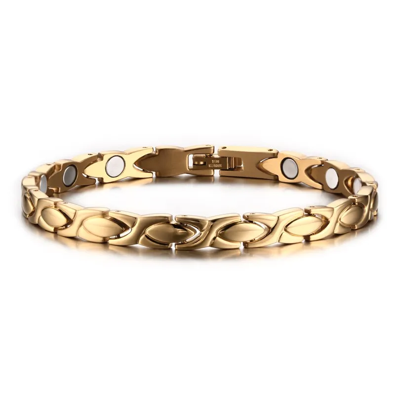 Женская мода витой здоровый браслет для магнитотерапии облегчение боли для артрита и карпального тоннеля - Окраска металла: Золотой цвет