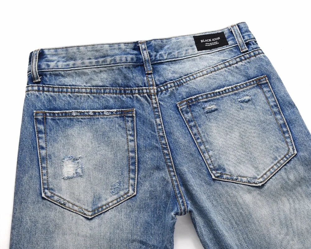19ss New Hip Hop Justin Bieber Slim Fit Knee slit Ripped Biker Jeans Ankles Zipper Fly Jeans Streetwear Jeans Sweatpants