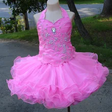 Реальные фотографии повода ярко розовый младенческой малыша бальные платья театрализованное платья кекс с органзы и бисером и пайетками UF1018