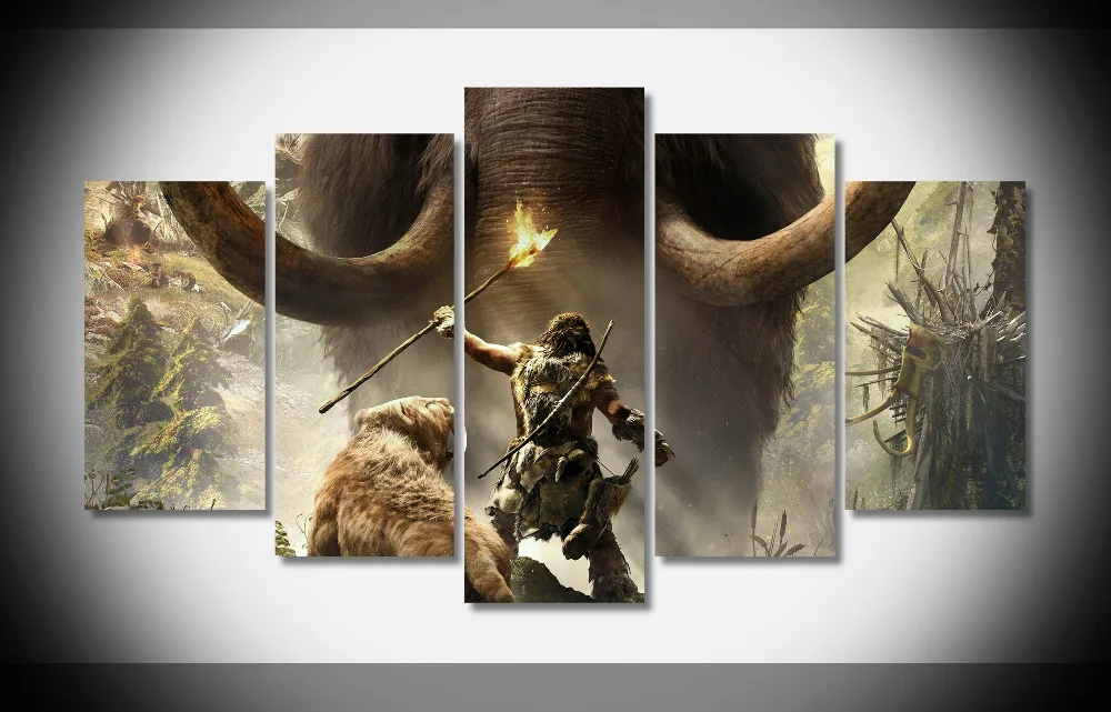 

7014 Far Cry Primal Game Action Mommoth Lion Adventure WallpapersByte poster Framed Gallery wrap art print home wall decor