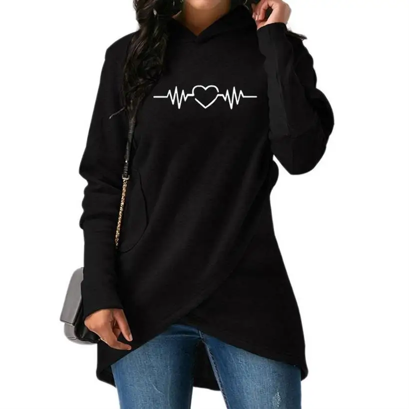 Split Love Letters Print Hoodies For Women Tops Sweatshirt Femmes Hoodies Women Kawaii Printing Hoody Youth Cotton Autumn Plus