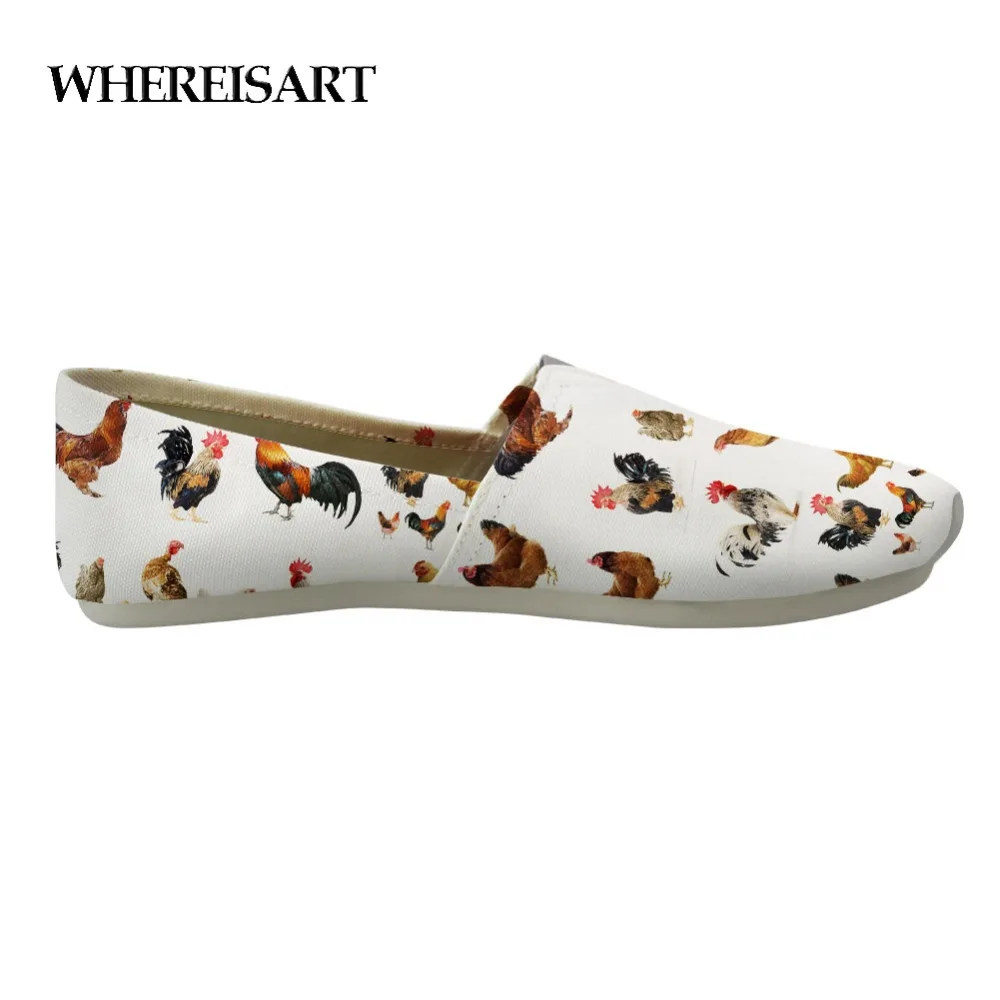 

WHEREISART Fashion Men's Canvas Shoes Rooster Printing White Loafers Shoes Flats For Teenage Boys Spring Autumn Sneakers Studnet