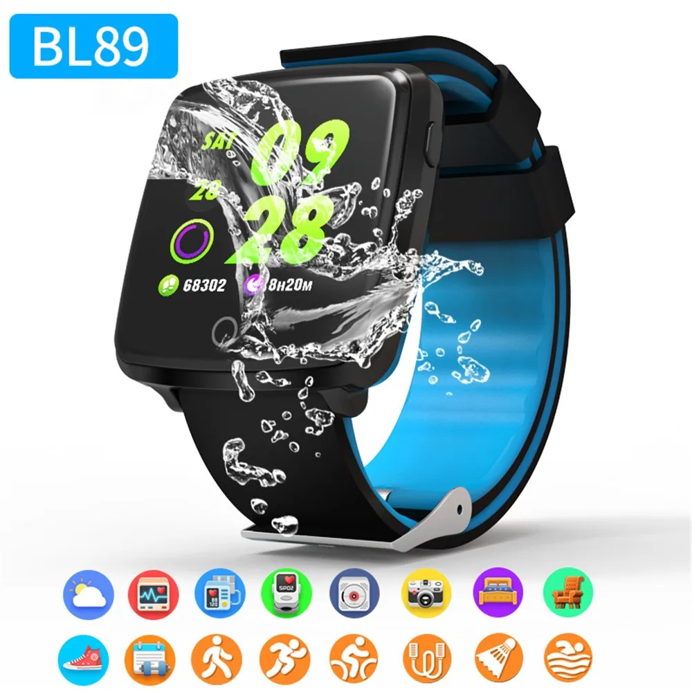 BL89 Bluetooth 1.3Inch TFT IPS Touch Color Screen Blood Pressure Heart Rate Monitor Sports Fitness Tracker Smart Watch Bracelet |