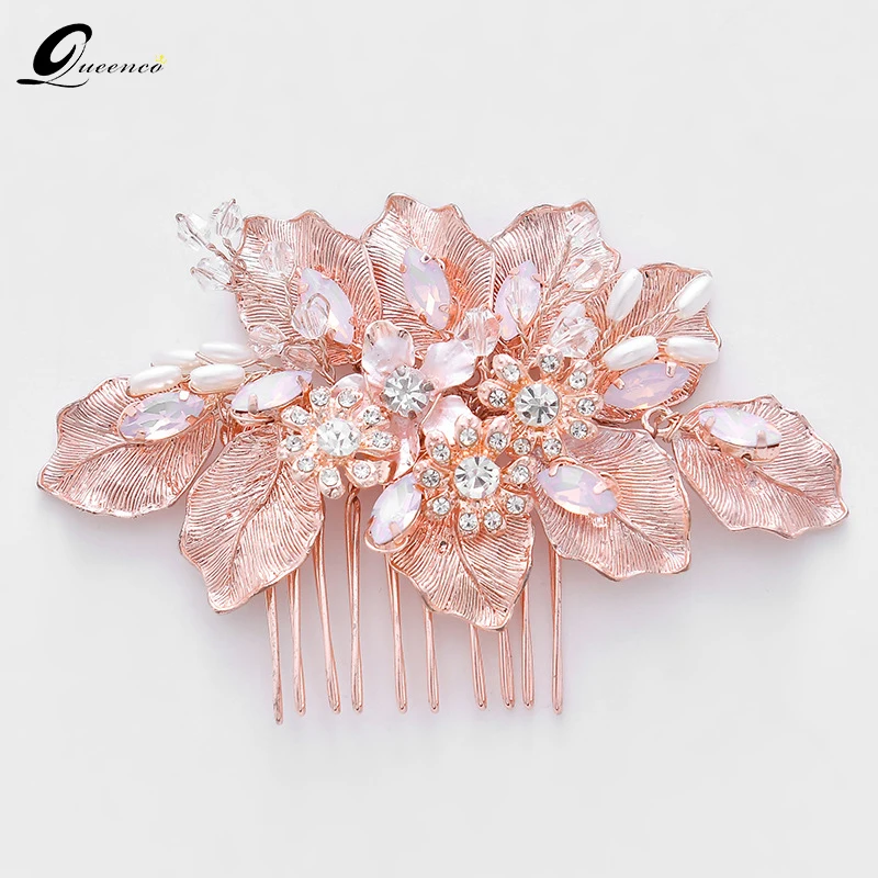 Buy Rose Gold Pearl Hair Accessories Crystal Bridal