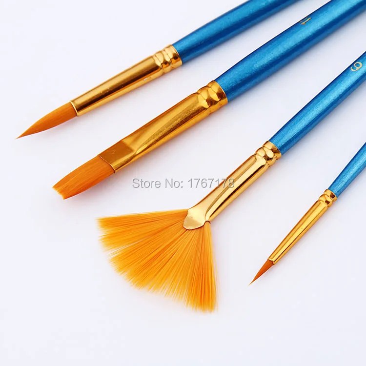 2 комплекта 4 шт. синий Ручки Золотые нейлоновые волосы Картина кисти художника