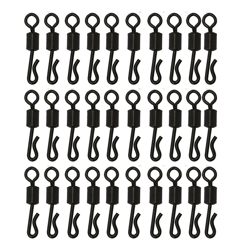 

30Pcs/Lot Super Strong Body Q-Shaped Black Color Quick Change Swivels For Carp Fishing Fishing Terminal Tackle Accessory