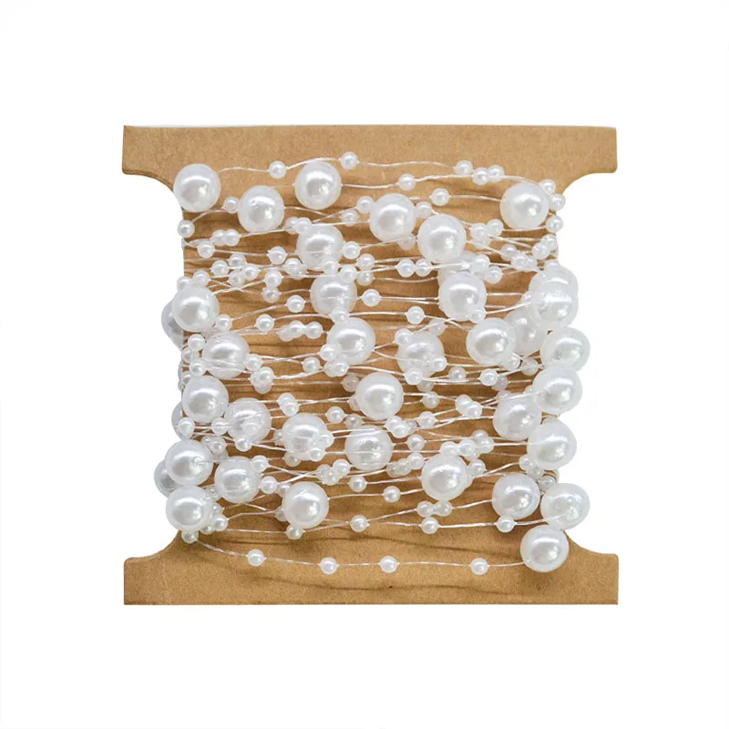 

5M Beige White Fishing Line Artificial Pearls Beads Chain Garland Flowers DIY For Wedding Bridal Bouquet Decoration Flower