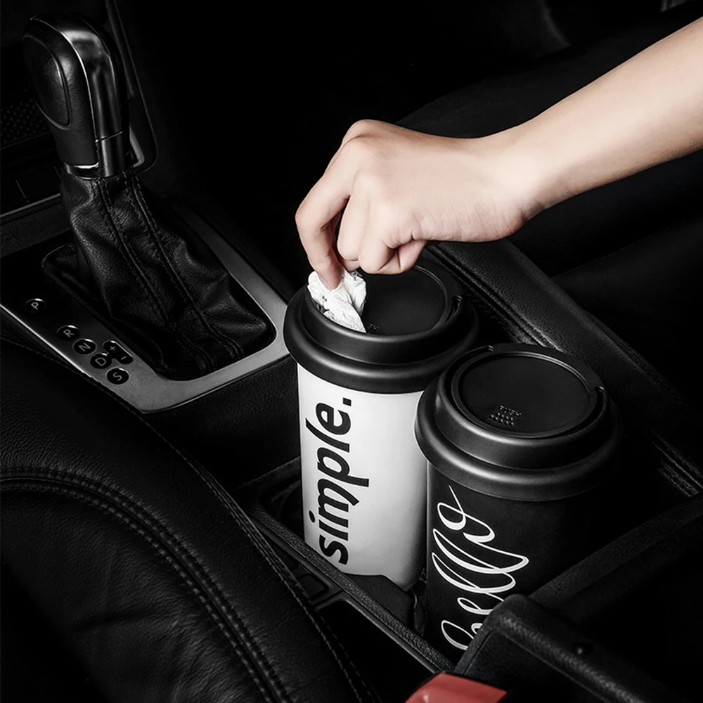 Fashion Mini Car Waste Bin Round Organizer Trash Bin Car Storage Bin Desktop Garbage Can Car
