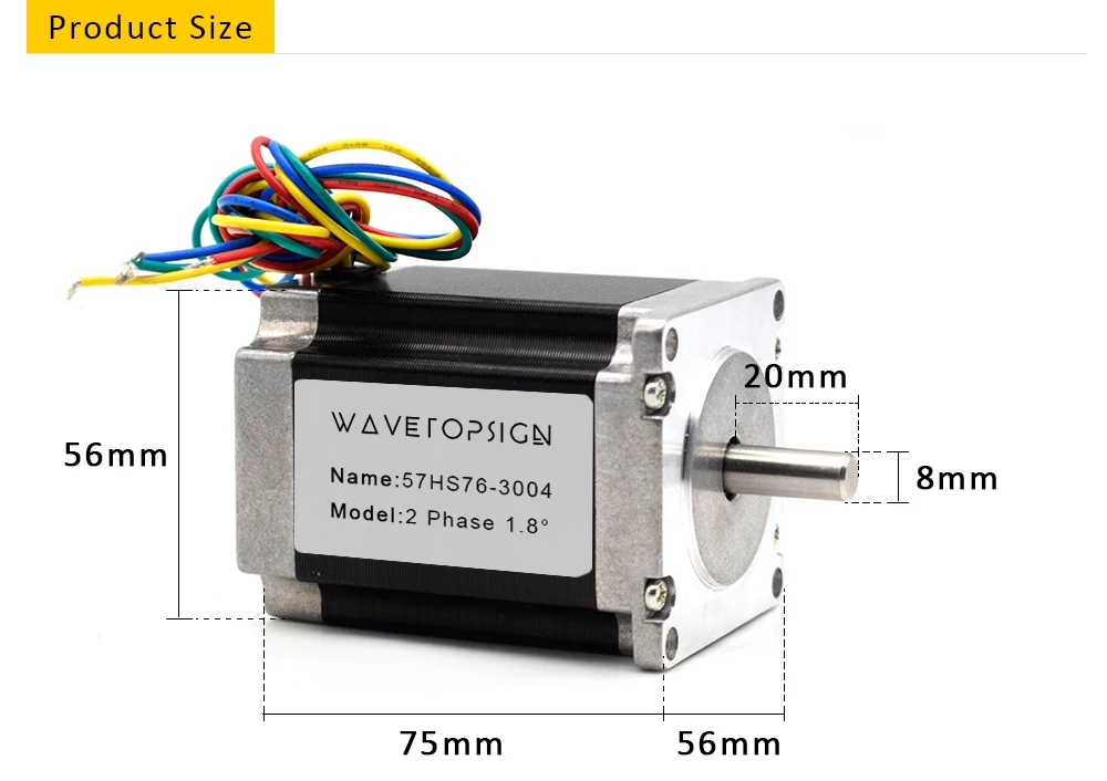 Nema23 шаговый двигатель 57HS76-3004 1.9N.m 3A 4 привести 56x75 мм 270Oz-in для 3D принтер