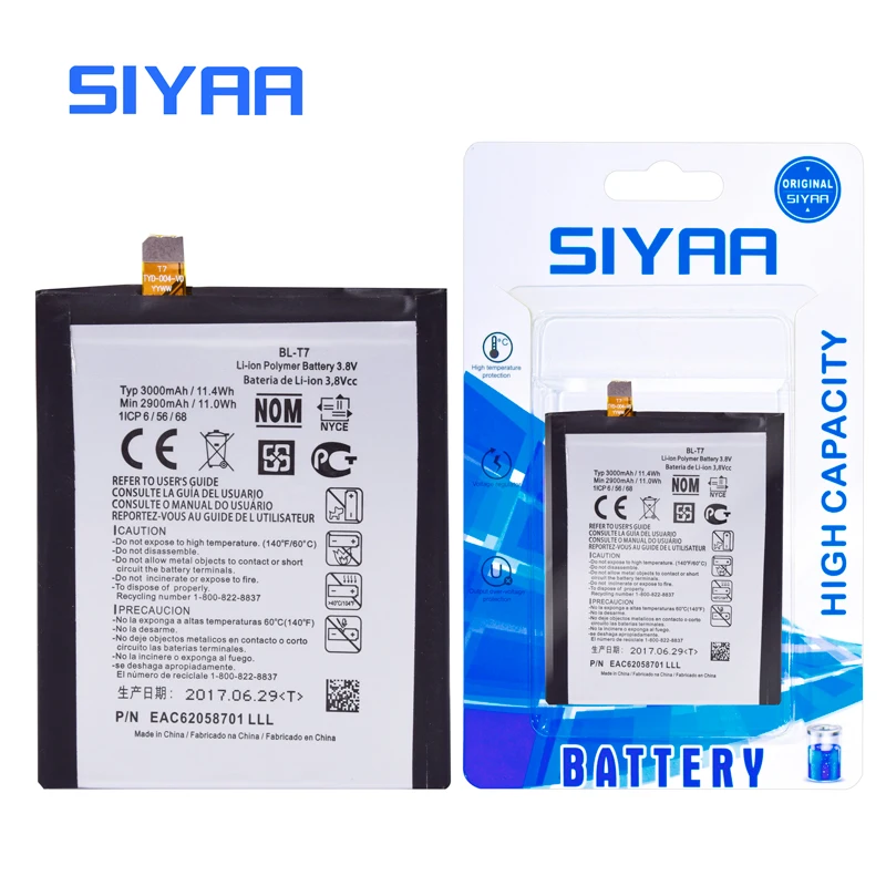 SIYAA BL-T7 Аккумулятор для LG Optimus G2 D802 D801 D800 LS980 VS980 литий-ионный аккумулятор 3000 мАч Сменный аккумулятор для мобильного телефона