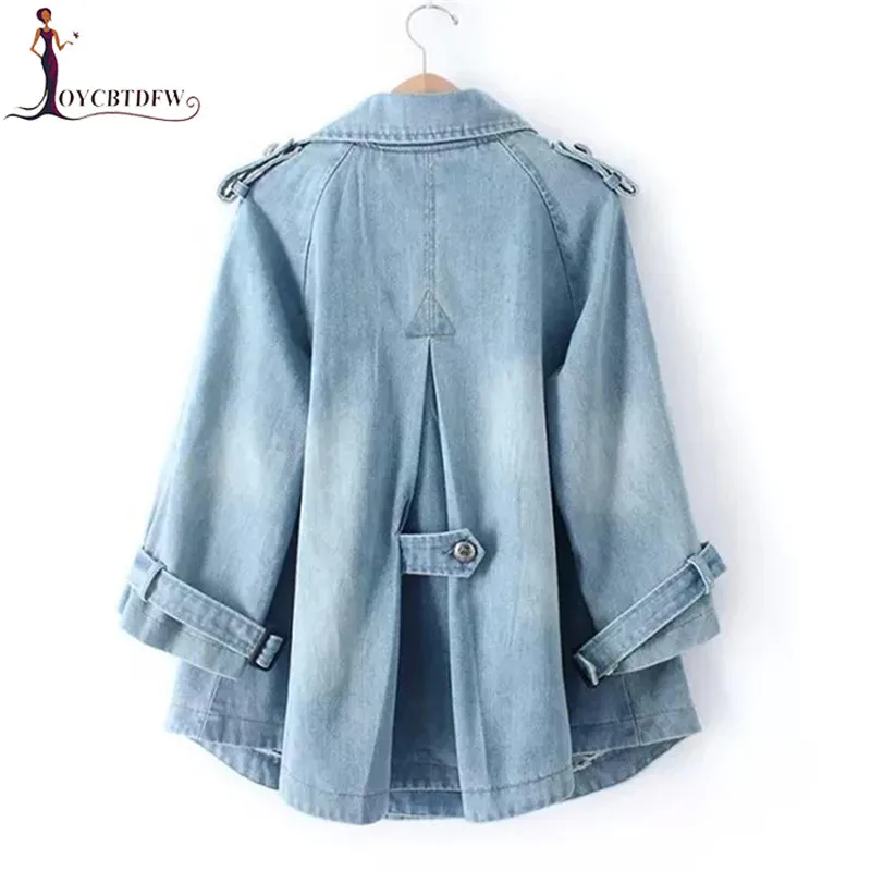 

Spring Fashion Short Denim Coat Women 2018 Autumn New Large size Slim Female Coat Double breasted Loose Denim Jacket FASHION248