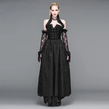 High Quality Women Spring Summer Vintage&Retro Royal Gothic Punk Style Elegant Slim Halter Lace Bandage Black Long Dress