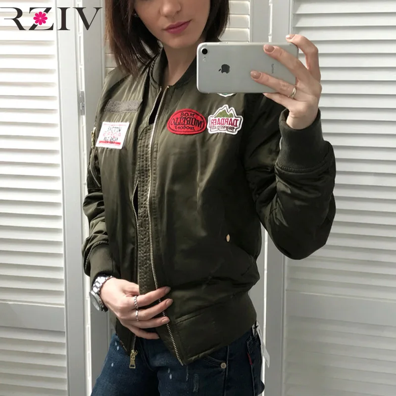 RZIV 2016 autumn and winter font b women s b font bomber jacket leisure solid color