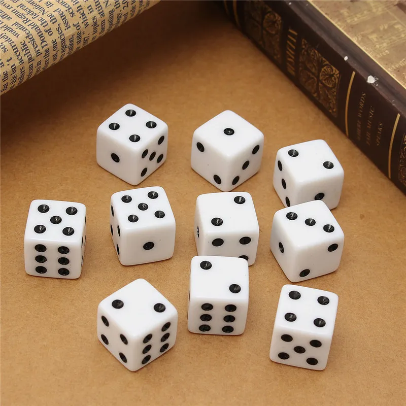 50 Pcs//Lot Dices 8mm Plastic White Gaming Dice Standard Six Sided Decider P ROS