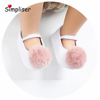 

Fur Ball Baby Girls First Walkers Slip-on Newborn Baby Footwear Anti-slip Infant Toddler Shoes Soft Sole Crib Shoes Infantil