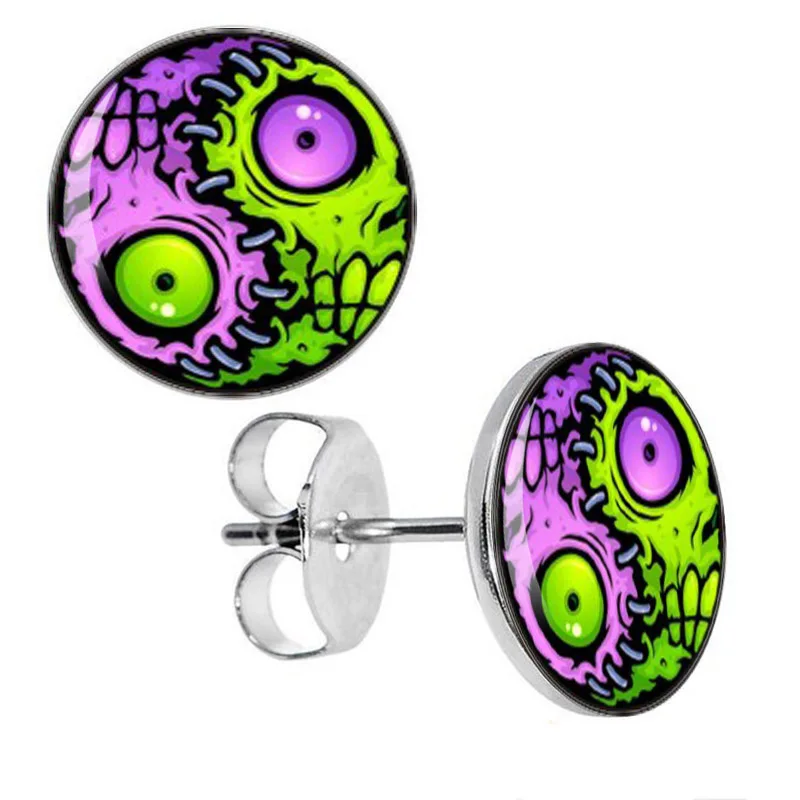 Серьги из нержавеющей стали Инь Ян зомби Eyeball шпильки мужские серьги женские 8 мм 10 мм AW5233