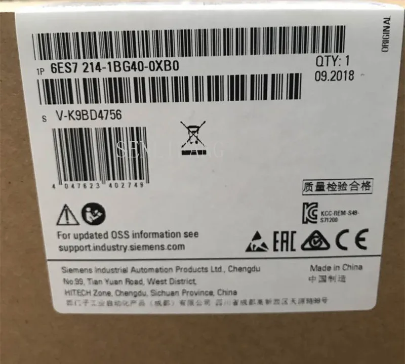 Free shipping Simatic 6ES7214-1AG40-0XB0 S7-1200 1214C CPU Module 6ES7 214-1AG40-0XB0 6ES72141AG400XB0 Original New 14 DI 24V DC