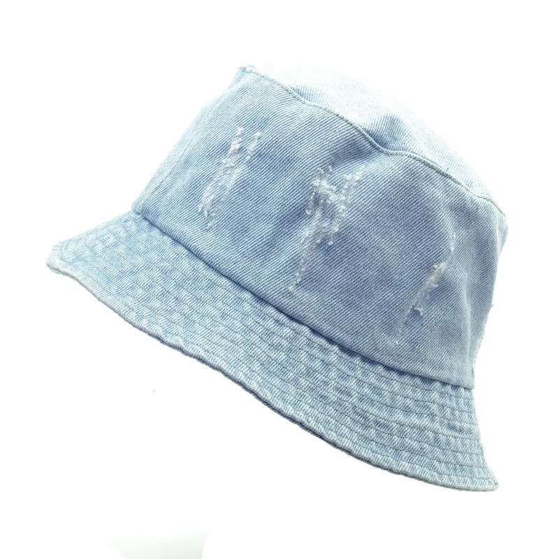 Джинсовые шляпы для женщин и мужчин, джинсовые шляпы с потертостями, козырек от солнца, для рыбалки, складываемая летняя кепка, шляпа для рыбалки в стиле хип-хоп - Цвет: Серый