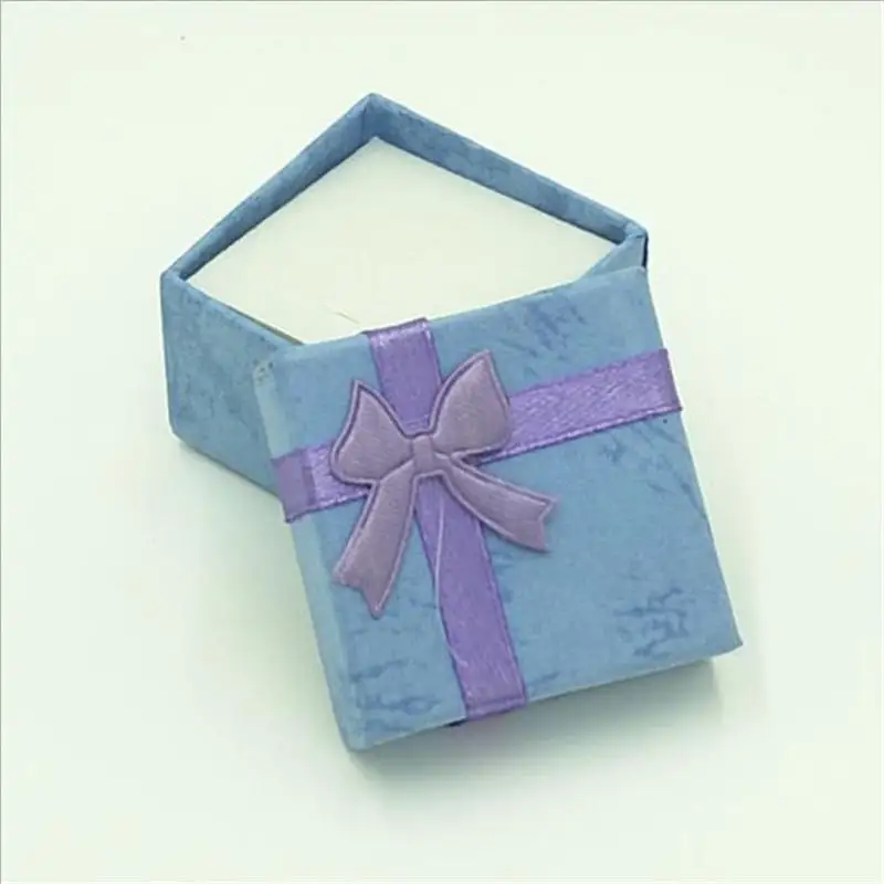 1 шт. Маленький бант подарочные коробки романтические ювелирные изделия Подарочная коробка кулон Чехол Дисплей бумага квадратный бант кольцо серьги ожерелье коробка