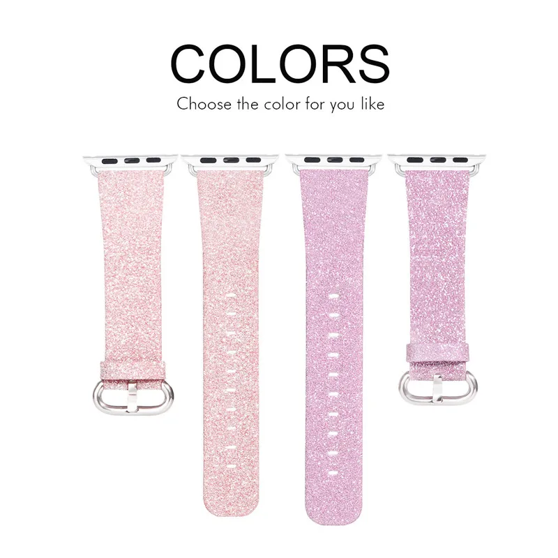 

For Apple Watch 38 / 42mm Leather Strap Pink and Purple Stylish New for Iwatch Ordinary Flash Strap