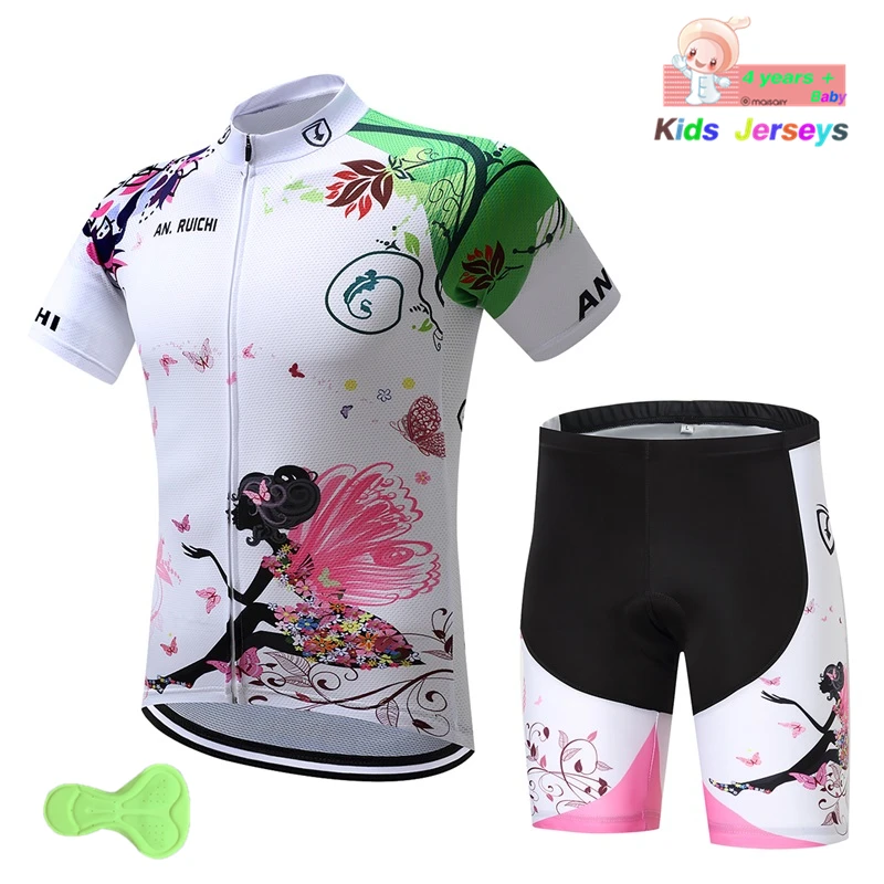 

2018 Unisex Girls Pro Cycling Jersey Set Ropa Ciclismo Cycling Kit for Kids Breathable Quick Dry Bicycle Clothing Children Girls