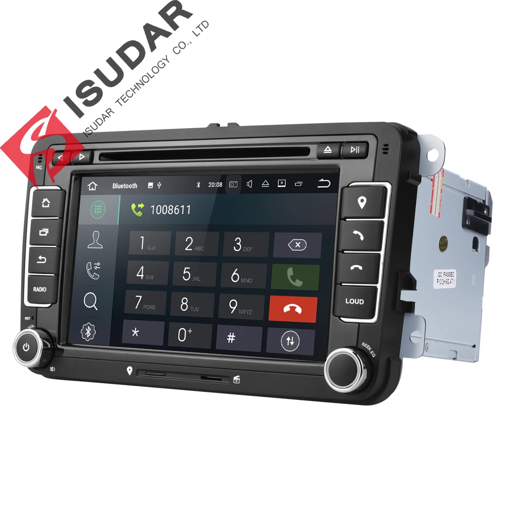 Isudar reproductor Multimedia Android 8,1 GPS 2 Din para VW/Golf/Tiguan/Skoda/Fabia rápido/Seat/Leon/Skoda canbus dvd automotivo FM