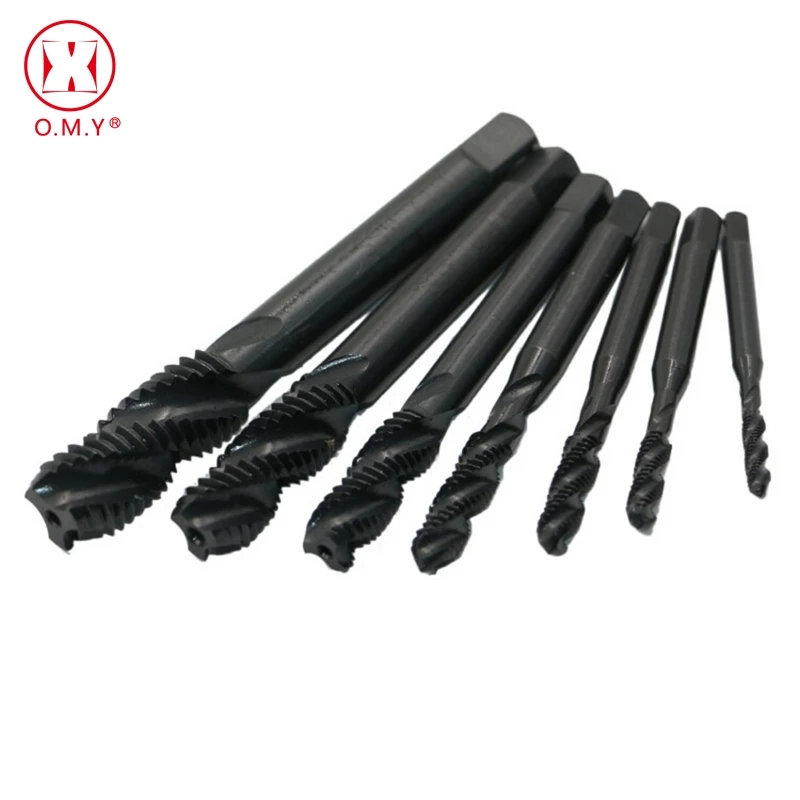 

OMY 7pc Machine Taps Kit Metric Plug Hand Tap Drill Bits HSS M2 Screw Spiral Point Thread M3 M4 M5 M6 M8 M10 M12 Metalworking