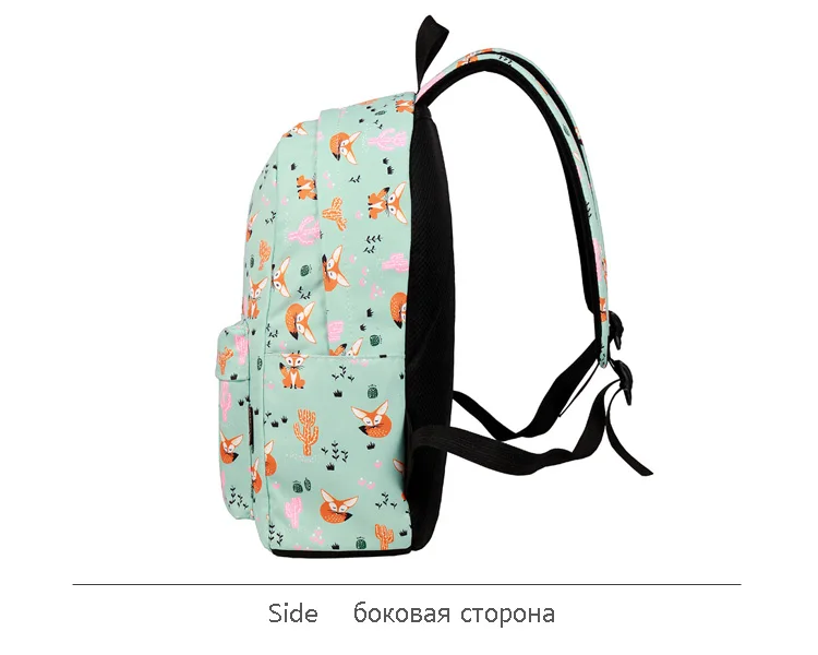 WINNER Fox Pattern Printing Backpack Female Travel Daily Laptop Student School Backpack Water  Repellent For Teenagers Mochila 2018 (8)