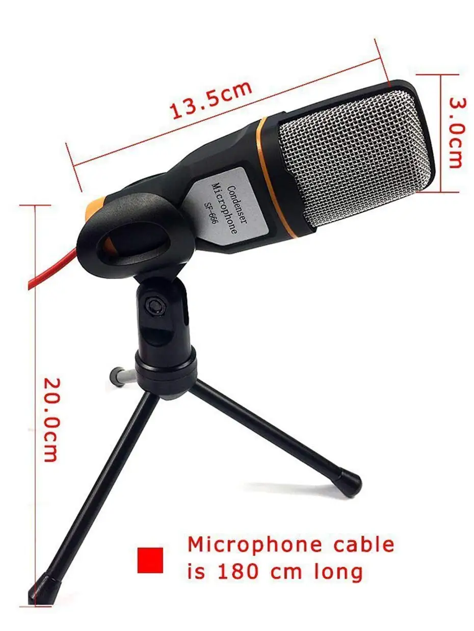 SF 666 проводной микрофон Mini Jack 3,5 мм ручной Студийный микрофон конденсаторный Профессиональный для ПК компьютера с держателем для микрофона