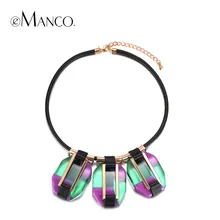 EManco Vendimia de la Manera 3 Color Goemetric declaración Cuerda Gargantilla Collar y Pendiente de Las Mujeres de Resina Chapado En Oro Accesorios de La Joyería