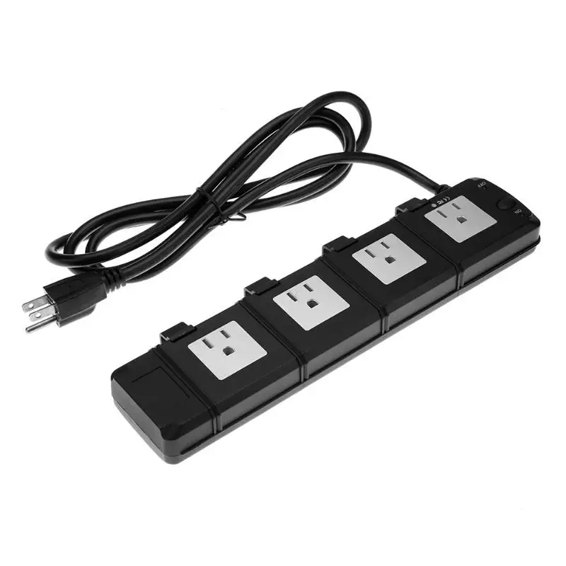 

4 Outlet Infrared Remote Control Smart Socket Adapter AC Power Electrical Sockets US Plug Lightning Protection Auto Power Off