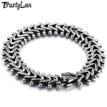 TrustyLan 15 мм широкий мужской s браслет 316L нержавеющая сталь звено цепи Мальчики Мода Бижутерия в стиле панк-рок мужской браслет для мужчин падение