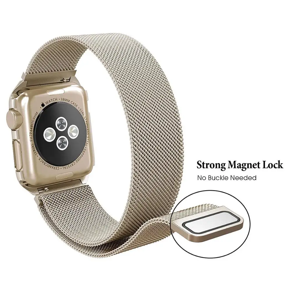 Миланский Браслет ремешок + Защитный чехол для apple watch 4 44/40 мм женщин/мужские часы