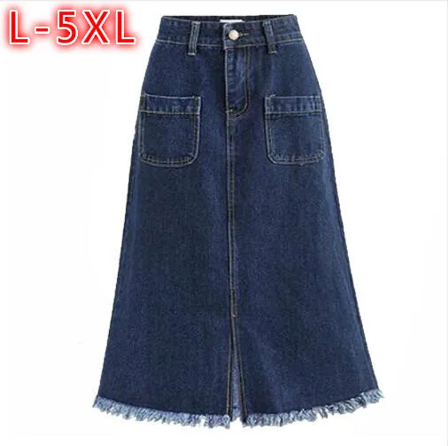 4XL 5XL Spring Denim Skirt Women 2018 Summer A-Line High Waisted Long Skirts Womens Plus Size Thin Casual jean Skirts For Ladies