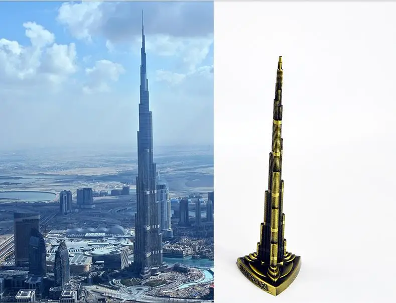Wholesale High Quality Fashion Metal Model Dubai Burj Khalifa Building Zinc Alloy Home Bar